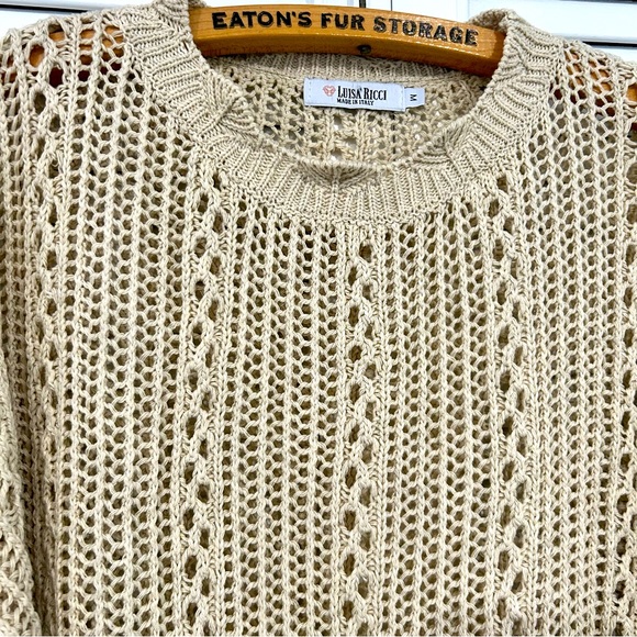 Italian Made Cotton Knit Slouchy Sweater - Picture 3 of 8